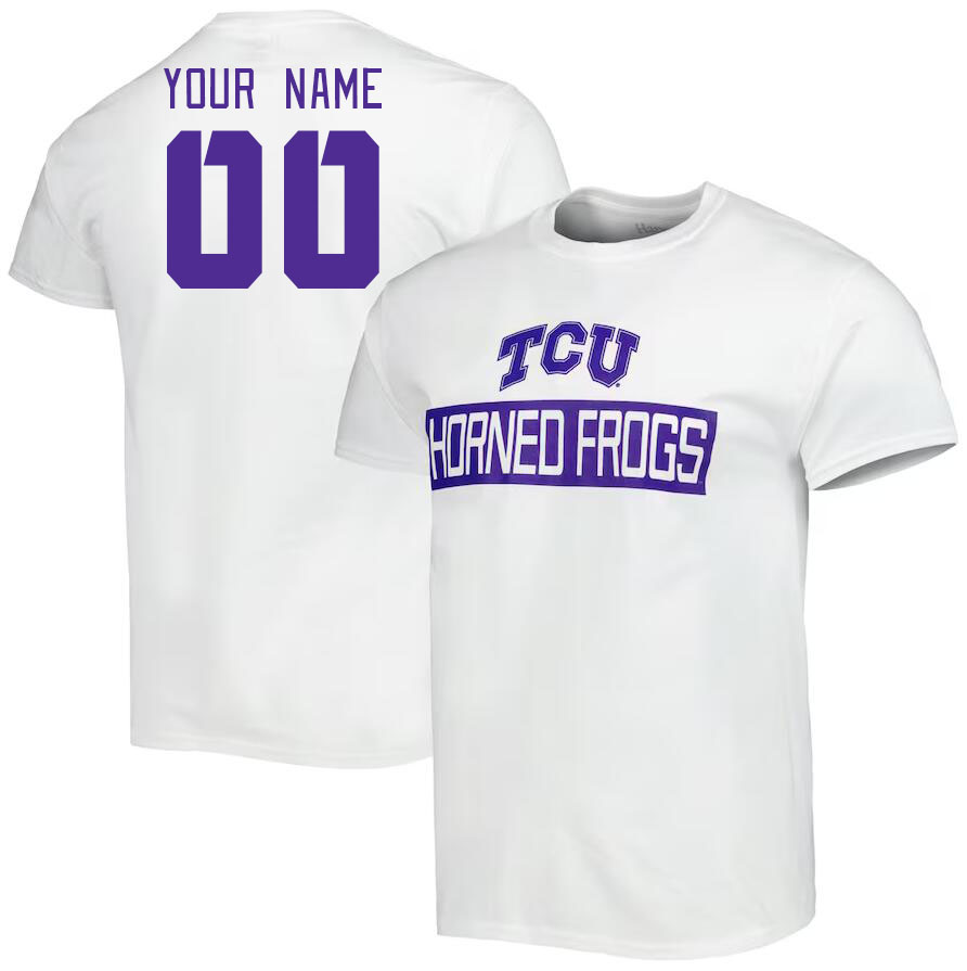 Custom TCU Horned Frogs Name And Number College Tshirt-White